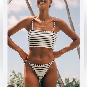 NEW Twiin Tommy cropped tankini top in stripe Sz Medium